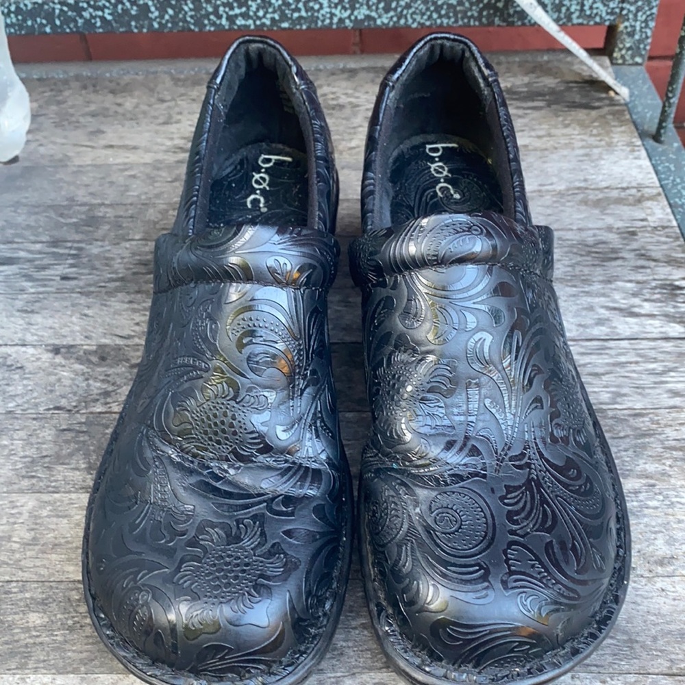 boc Black Embossed Mules